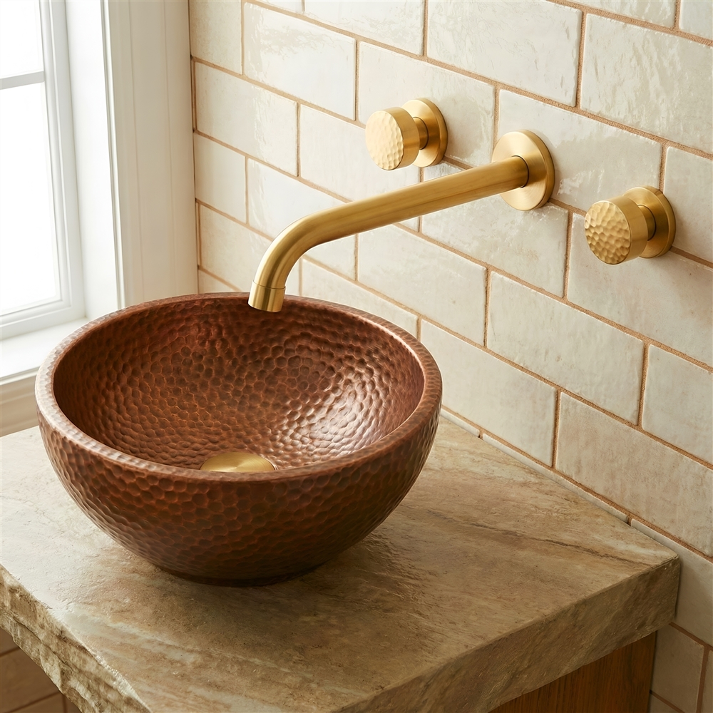Brushed Gold Hammered Copper